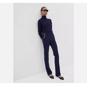 GAP Mid Rise Baby Boot Sailor Captain Gold Button Pant Navy Blue Size 4 RT$90